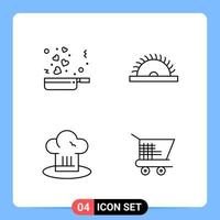 4 Line Black Icon Pack Outline Symbols for Mobile Apps isolated on white background 4 Icons Set Creative Black Icon vector background