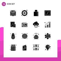 Universal Icon Symbols Group of 16 Modern Solid Glyphs of tablet business key smartphone interior Editable Vector Design Elements