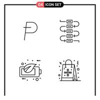 Set of 4 Line Style Icons for web and mobile Outline Symbols for print Line Icon Signs Isolated on White Background 4 Icon Set Creative Black Icon vector background