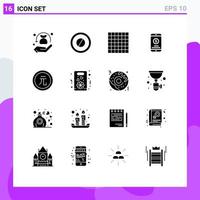 Pictogram Set of 16 Simple Solid Glyphs of value currency layout coin money Editable Vector Design Elements