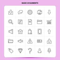 OutLine 25 Basic Ui Elements Icon set Vector Line Style Design Black Icons Set Linear pictogram pack Web and Mobile Business ideas design Vector Illustration