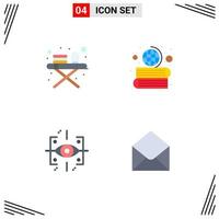 Modern Set of 4 Flat Icons and symbols such as ironing board future books globe sms Editable Vector Design Elements