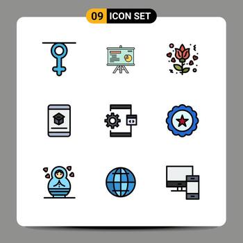 Stock Vector Icon Pack of 9 Line Signs and Symbols for coding learning flower knowledge e Editable Vector Design Elements