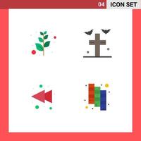 Set of 4 Modern UI Icons Symbols Signs for branch rewind bats yard design Editable Vector Design Elements