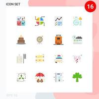User Interface Pack of 16 Basic Flat Colors of cake study data lab chemistry Editable Pack of Creative Vector Design Elements