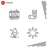 Collection of 4 Vector Icons in Line style Pixle Perfect Outline Symbols for Web and Mobile Line Icon Signs on White Background 4 Icons Creative Black Icon vector background