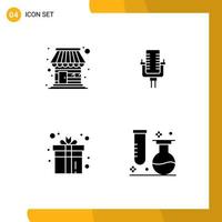 4 Universal Solid Glyph Signs Symbols of building box market record game Editable Vector Design Elements