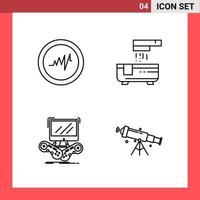 4 Icon Pack Line Style Outline Symbols on White Background Simple Signs for general designing Creative Black Icon vector background