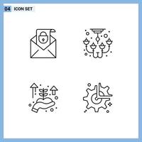Set of 4 Commercial Filledline Flat Colors pack for mail growth security lamp gear Editable Vector Design Elements