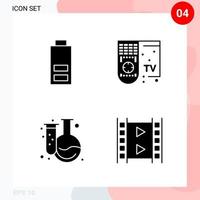 Vector Pack of 4 Icons in Solid Style Creative Glyph Pack isolated on White Background for Web and Mobile Creative Black Icon vector background