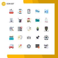 Universal Icon Symbols Group of 25 Modern Flat Colors of menu world mobile treasure map Editable Vector Design Elements