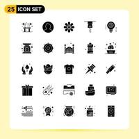 Solid Glyph Pack of 25 Universal Symbols of light bulb artificial intelligence flower ai clothing Editable Vector Design Elements