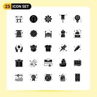 Solid Glyph Pack of 25 Universal Symbols of light bulb artificial intelligence flower ai clothing Editable Vector Design Elements