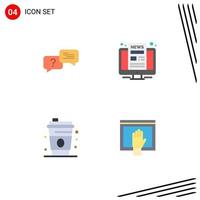 Pictogram Set of 4 Simple Flat Icons of chat drink message news access Editable Vector Design Elements