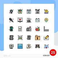 Set of 25 Modern UI Icons Symbols Signs for it computer flowchart food lemonade Editable Vector Design Elements