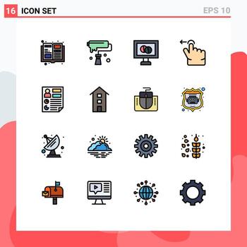 Editable Vector Line Pack of 16 Simple Flat Color Filled Lines of page data medical analytics gesture Editable Creative Vector Design Elements