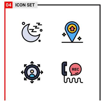 4 Universal Filledline Flat Colors Set for Web and Mobile Applications medical call map career communication Editable Vector Design Elements