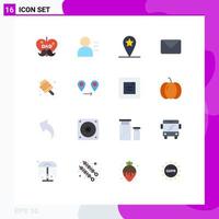 Editable Vector Line Pack of 16 Simple Flat Colors of candy marshmallow location food sms Editable Pack of Creative Vector Design Elements