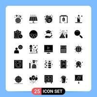 25 Solid Black Icon Pack Glyph Symbols for Mobile Apps isolated on white background 25 Icons Set Creative Black Icon vector background