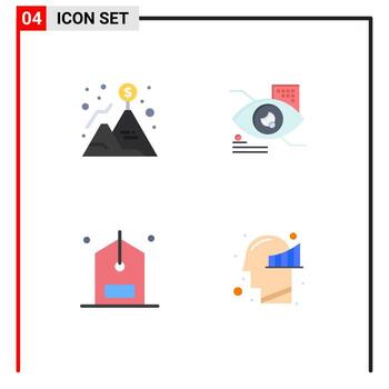 Mobile Interface Flat Icon Set of 4 Pictograms of achievement check success tap counter Editable Vector Design Elements