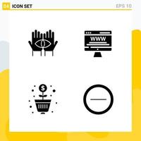 Collection of 4 Universal Solid Icons Icon Set for Web and Mobile Creative Black Icon vector background