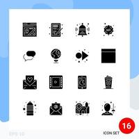 Set of 16 Modern UI Icons Symbols Signs for chat percentage sale learning friday education Editable Vector Design Elements