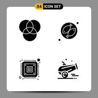 4 Black Icon Pack Glyph Symbols Signs for Responsive designs on white background 4 Icons Set Creative Black Icon vector background