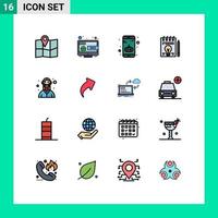 Set of 16 Modern UI Icons Symbols Signs for mask doctor entertainment pen document Editable Creative Vector Design Elements