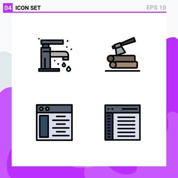 4 concepto de color plano de línea completa para sitios web móviles y aplicaciones página web de baño elementos de diseño vectorial editables de la aplicación de madera vector
