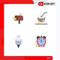 4 Flat Icon concept for Websites Mobile and Apps mail box cable letter water connector Editable Vector Design Elements