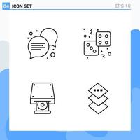 Modern 4 Line style icons Outline Symbols for general use Creative Line Icon Sign Isolated on White Background 4 Icons Pack Creative Black Icon vector background