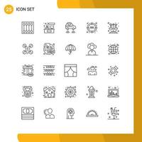 25 Universal Line Signs Symbols of user target working man smart Editable Vector Design Elements