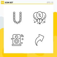 Collection of 4 Universal Line Icons Icon Set for Web and Mobile Creative Black Icon vector background