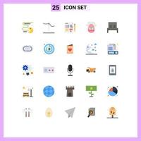 User Interface Pack of 25 Basic Flat Colors of interior bed text protractor celebration Editable Vector Design Elements