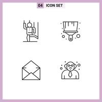Group of 4 Filledline Flat Colors Signs and Symbols for command mail manipulate paint open Editable Vector Design Elements
