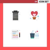 Pictogram Set of 4 Simple Flat Icons of coke flight soda balloon insurance Editable Vector Design Elements