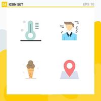 4 Flat Icon concept for Websites Mobile and Apps temperature cone business ice cream pointer Editable Vector Design Elements