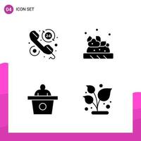 Glyph Icon set Pack of 4 Solid Icons isolated on White Background for responsive Website Design Print and Mobile Applications Creative Black Icon vector background