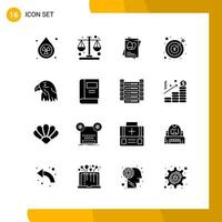 16 Icon Set Solid Style Icon Pack Glyph Symbols isolated on White Backgound for Responsive Website Designing Creative Black Icon vector background