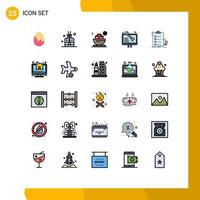 User Interface Pack of 25 Basic Filled line Flat Colors of checklist web center software bowl Editable Vector Design Elements