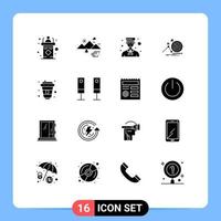 Mobile Interface Solid Glyph Set of 16 Pictograms of goal target clouds professional boy Editable Vector Design Elements