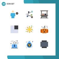 Mobile Interface Flat Color Set of 9 Pictograms of sun morning drink view expand Editable Vector Design Elements