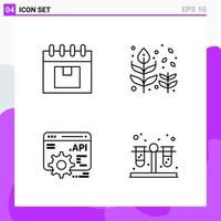 Set of 4 icons in Line style Creative Outline Symbols for Website Design and Mobile Apps Simple Line Icon Sign Isolated on White Background 4 Icons Creative Black Icon vector background