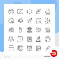 Modern Pack of 25 Icons Line Outline Symbols isolated on White Backgound for Website designing Creative Black Icon vector background