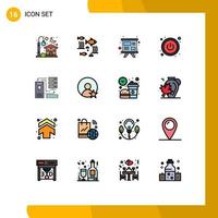 Modern Set of 16 Flat Color Filled Lines Pictograph of database combination under water switch training Editable Creative Vector Design Elements