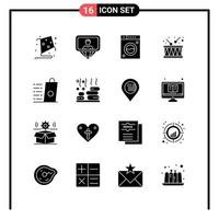 Set of 16 Solid Style Icons for web and mobile Glyph Symbols for print Solid Icon Signs Isolated on White Background 16 Icon Set Creative Black Icon vector background