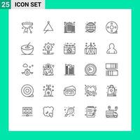 Universal Icon Symbols Group of 25 Modern Lines of action clapper seo sound internet office Editable Vector Design Elements