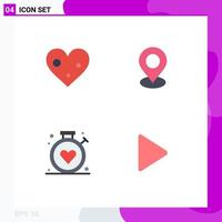 Pack of 4 Modern Flat Icons Signs and Symbols for Web Print Media such as heart healthcare favorite marker medical Editable Vector Design Elements