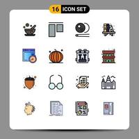 paquete de iconos de vectores de stock de 16 signos y símbolos de línea para computar elementos de diseño de vectores creativos editables de archivos de billar brower