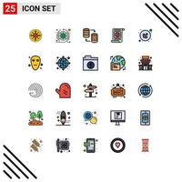 25 colores planos de línea rellena universales establecidos para aplicaciones web y móviles objetivos mundiales almacenamiento de objetivos de sprint elementos de diseño vectorial editables vector